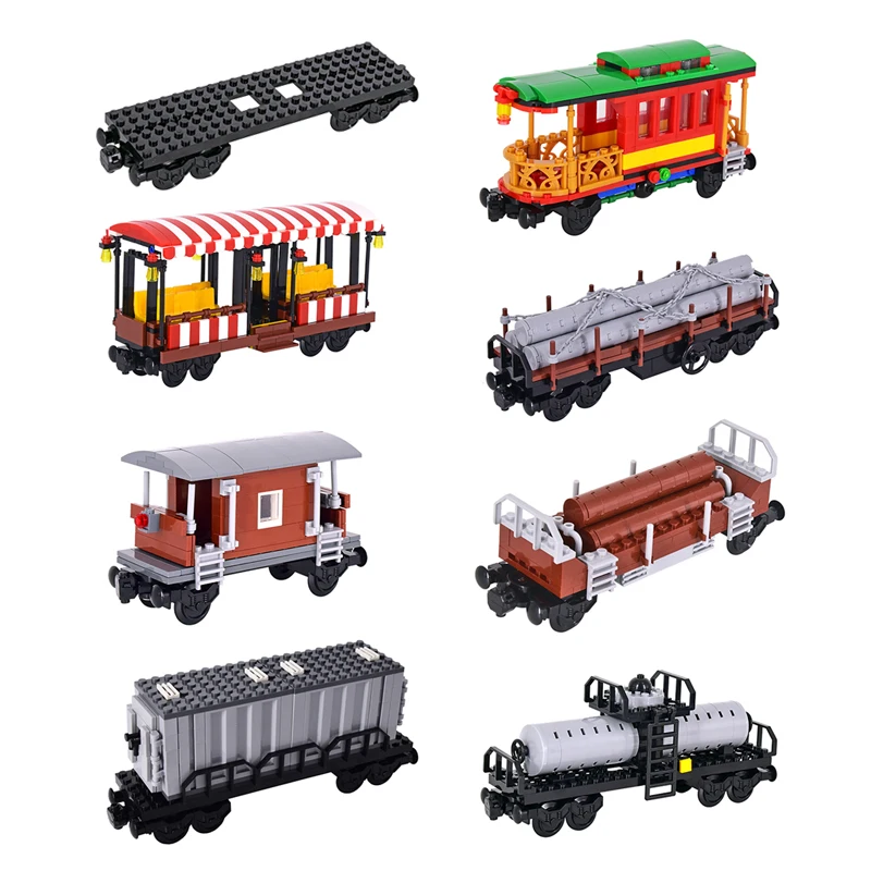 MOC City Idea creativa Treno tecnico Base Ruota Carrozza Building Blocks Mattoni assemblati Giocattoli fai da te per bambini Regali di Natale