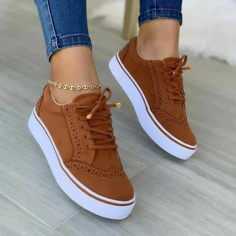 2024 New Sneakers Women Flat Casual Sneaker Spring Fashion Versatile Lace Up Walking Women Shoes Zapatos De Mujer Plus size