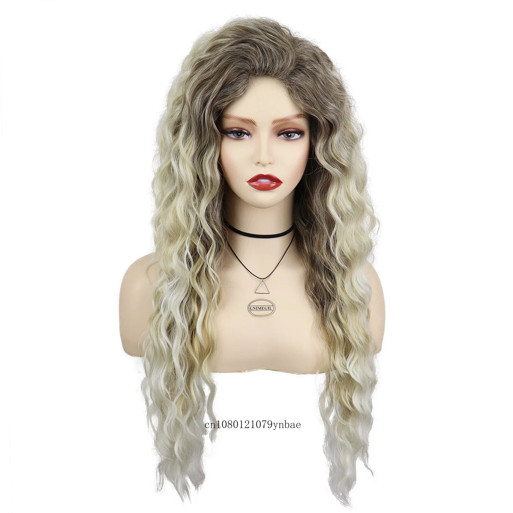 Ash Blonde Synthetic Hair Charming Wig for Women 26 Inch Long Wave Wig Ombre Water Wavy Style Daily Cosplay Halloween Party