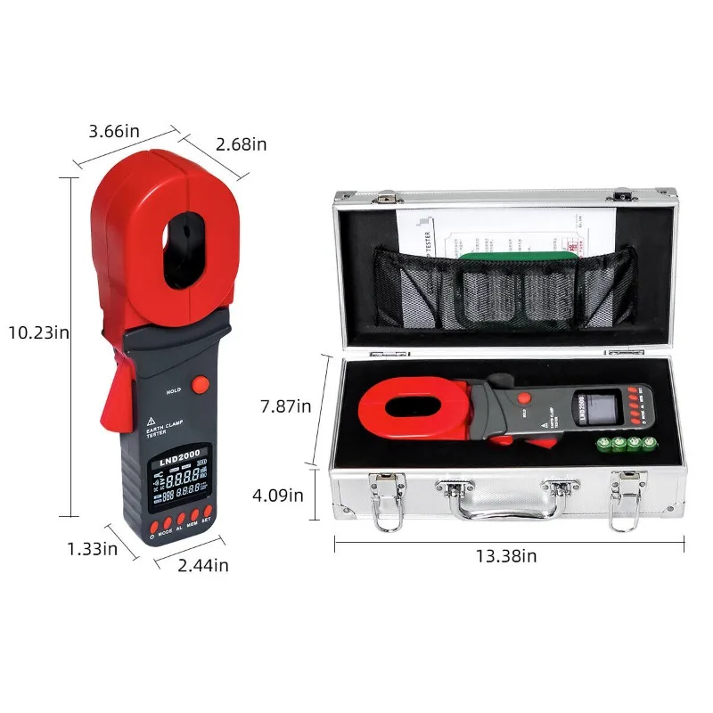 LND2000 Portable Handheld Digital Clamp on Ground Earth Resistance Tester Meter