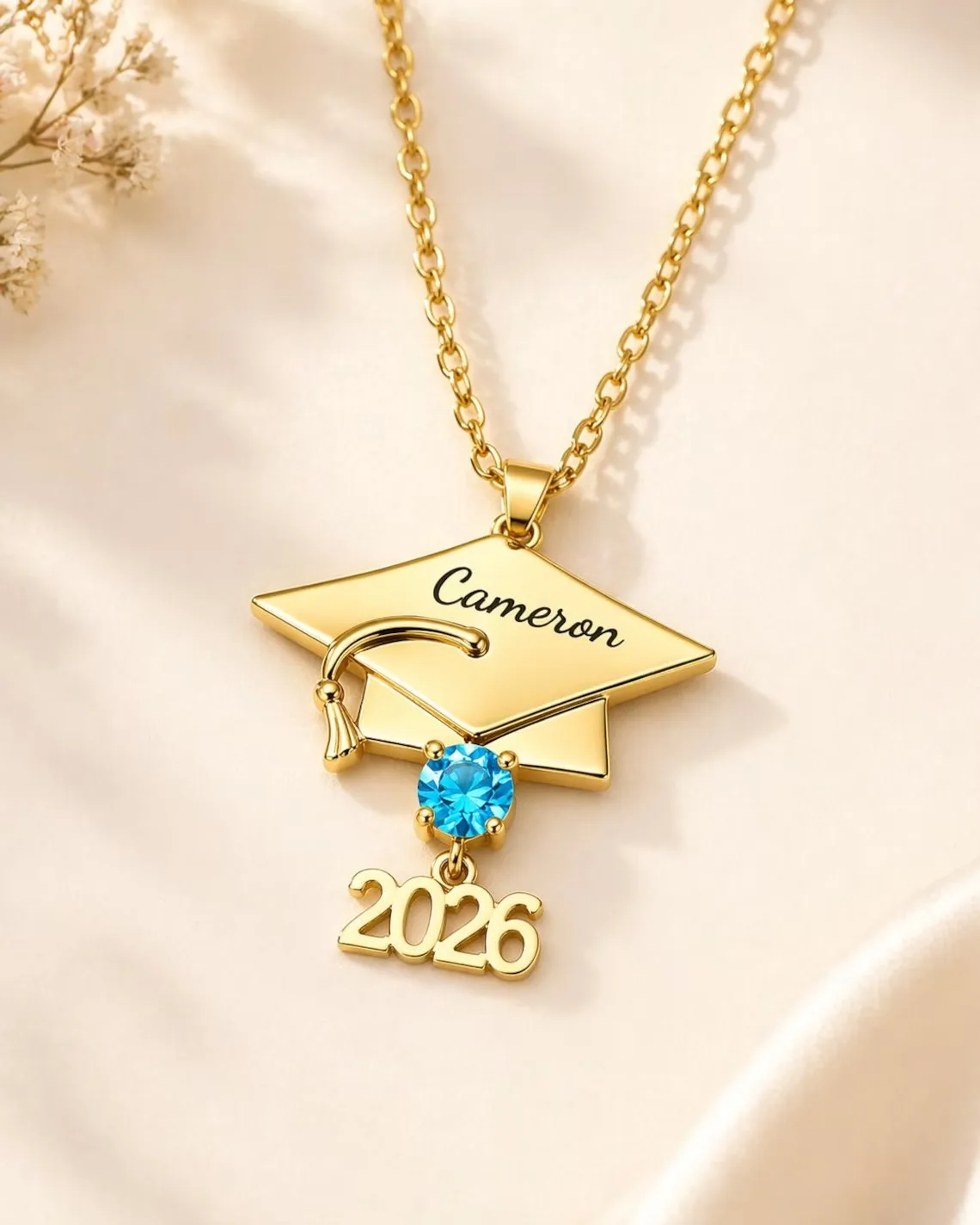 Personalized Graduation Necklace 2026 Custom Name Cap Pendant Birthstone Class of 2026 Dainty Jewelry Senior Gift for Her Him