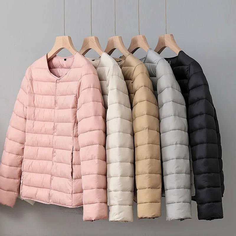 

Winter New Warm Women Jacket Fashion Ultra Lightweight Down Cotton Slim Coat Solid Matt Fabric Female Windbreaker Parkas