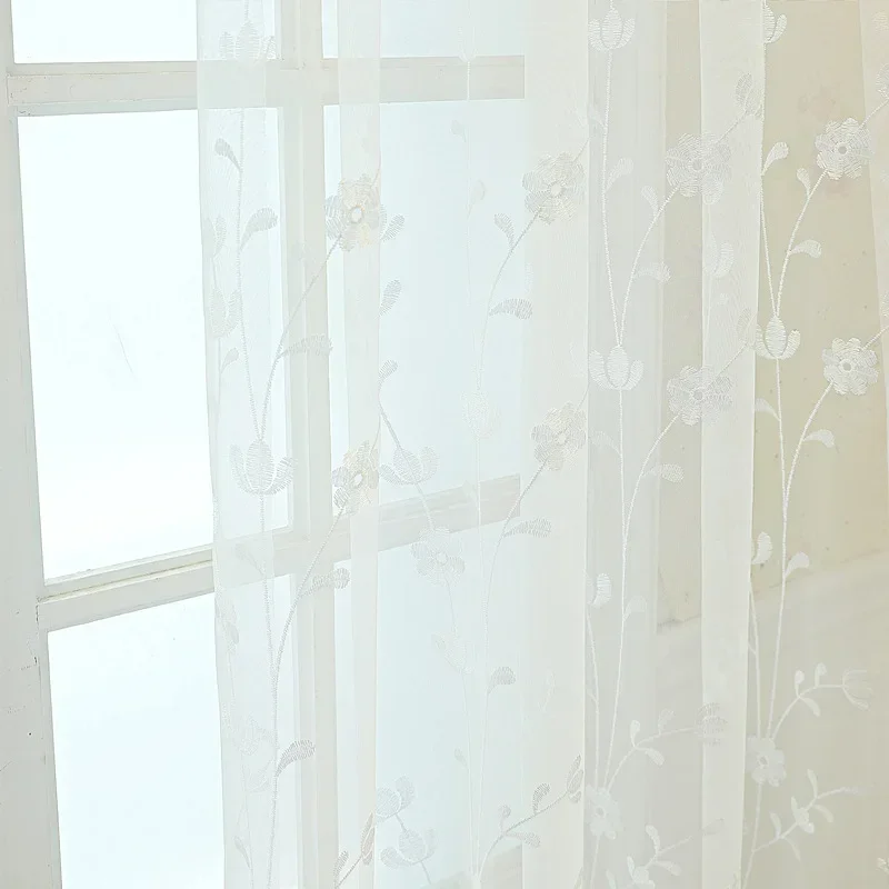 New style small fresh pastoral style living room balcony embroidered curtain curtain living room bedroom bay window