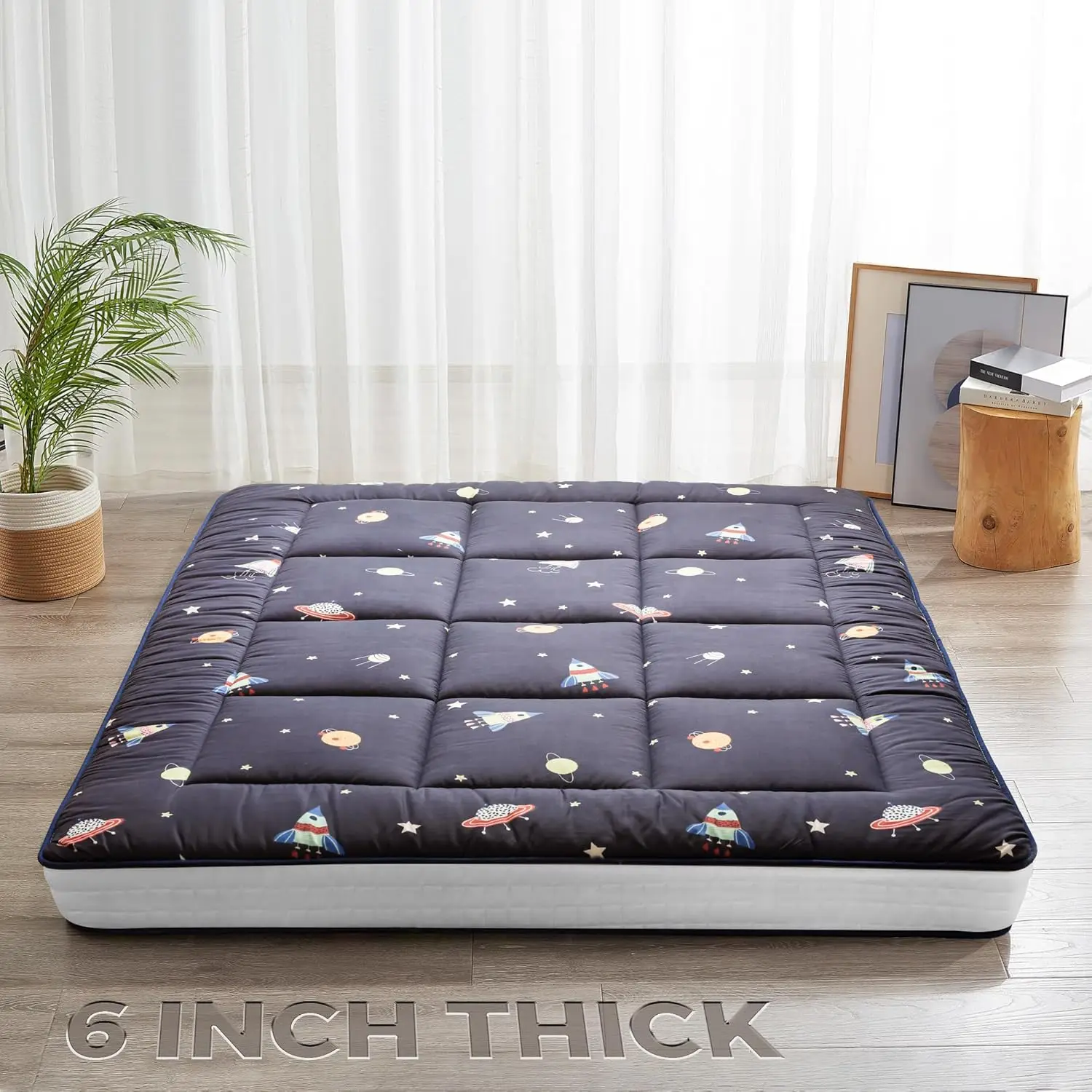 Yoshoot 6 Inch Extra Thick Japanese Futon Floor Mattress, Foldable Mattress Tatami Pad Mattress For Adults Floor Bed Roll Up