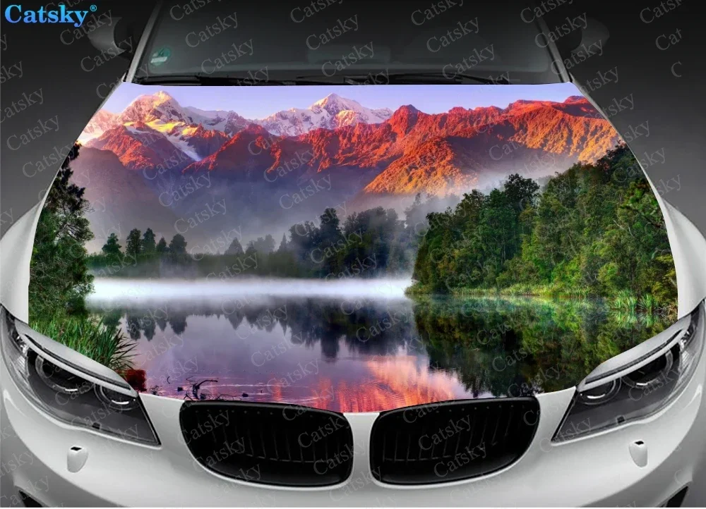 Custom Natural Scenery River Car Hood Vinyl Sticker Wrap Cover Film Engine Decal Custom Auto Accessories Decoration Protect Gift