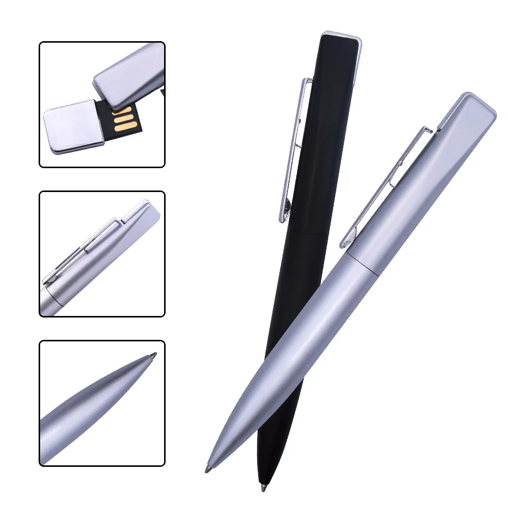 Stylo à bille en métal avec clé USB 2.0, clé USB étanche, stylo mémoire, cadeau d'affaires cool, 128 Go, 64 Go, 32 Go, 16 Go, 8 Go, 4 Go