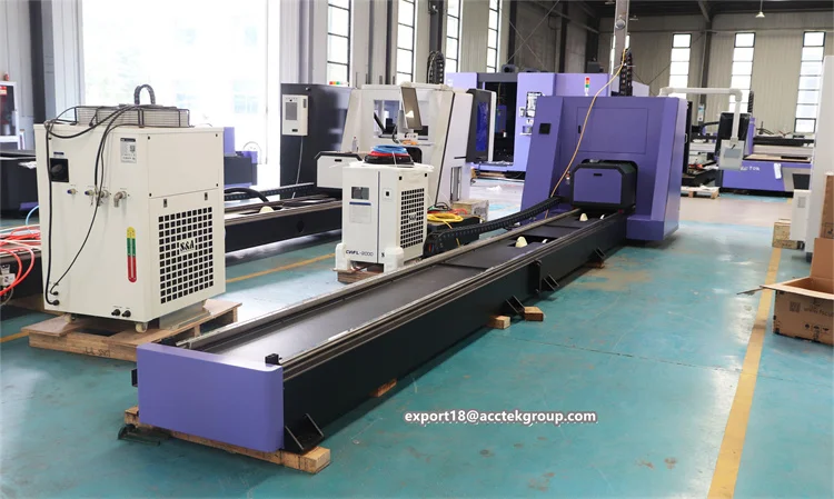 ACCTEK 2KW 6m Metal And Iron Tube Pipe Fiber Laser Cutting Machine Laser Pipe Cutter
