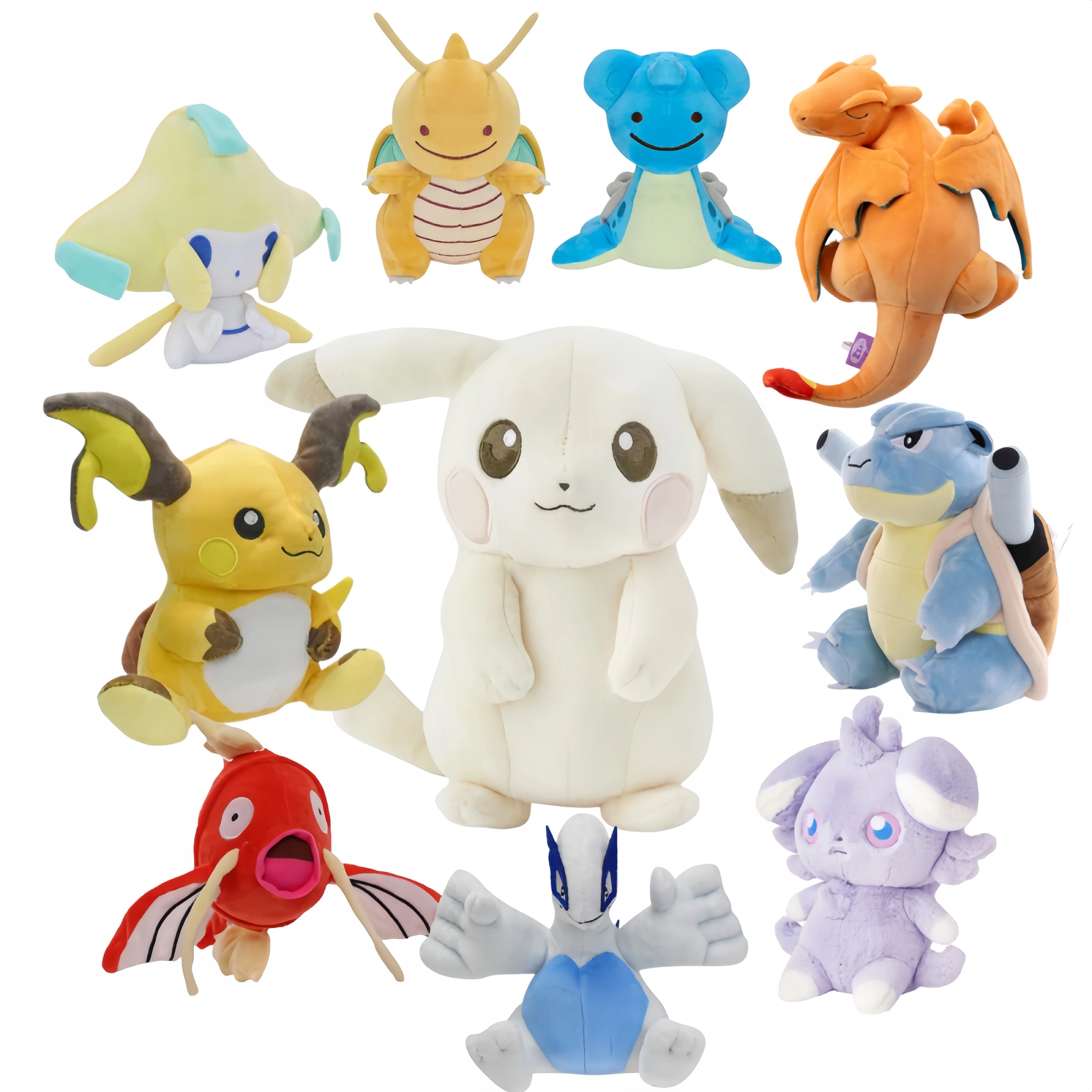 Bonecos de Pelúcia Pokémon Pokopia Light Color Pikachu Espurr Jirachi Raichu Blastoise Magikarp Lapras Vaporeon Eevee Lugia Presente
