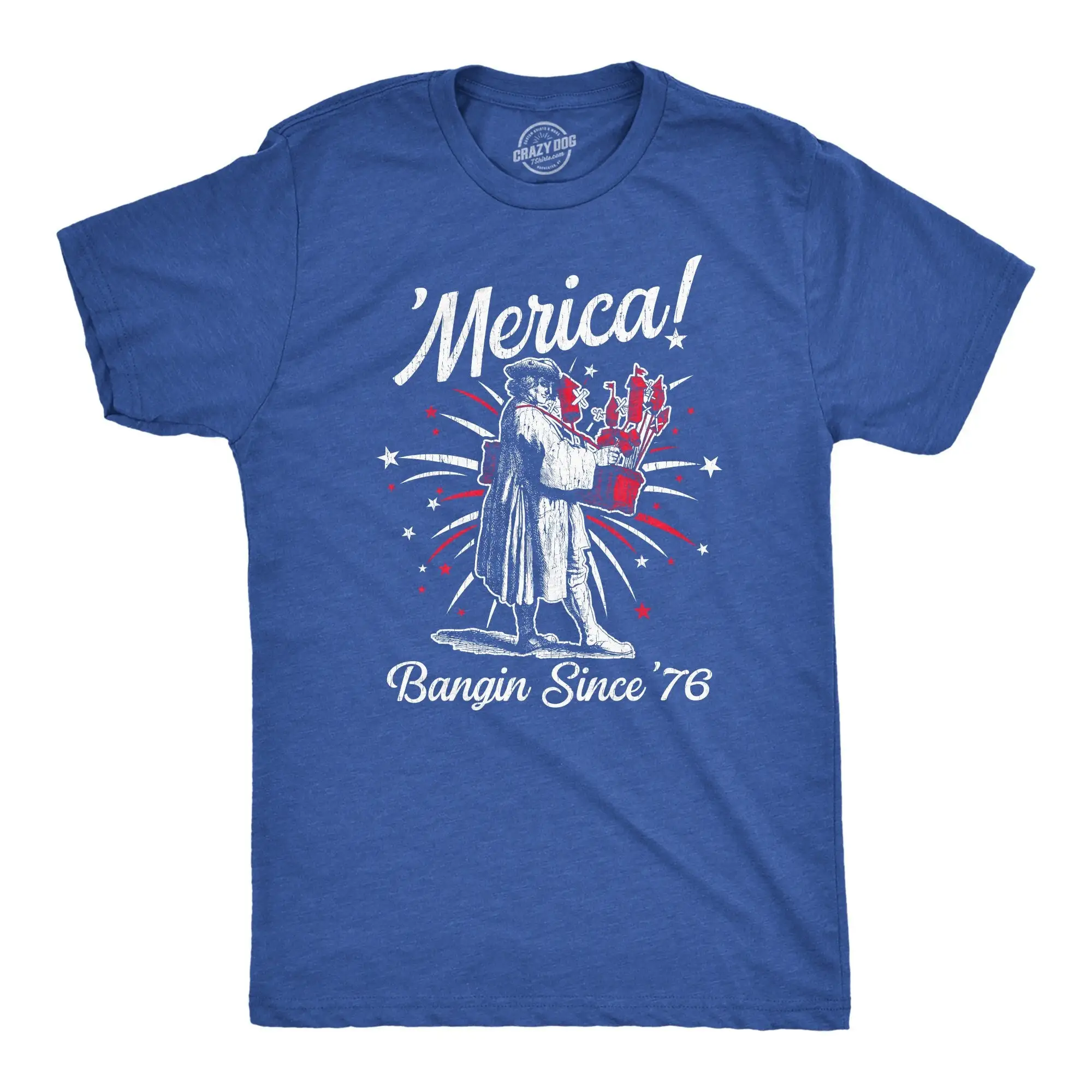 Vintage Independence Day T Shirt 4Th Of July Usa Patriotic America Murica Firework Merica Bangin Since 76