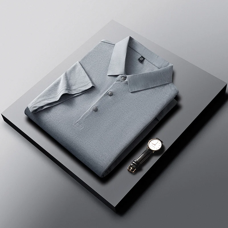 Slim-Fit-Poloshirt mit halber Knopfleiste für Herren, belüftete Seitenpaneele, Business-Meeting, Kurzstreckenreise, Kleidungsstück – Detail 3