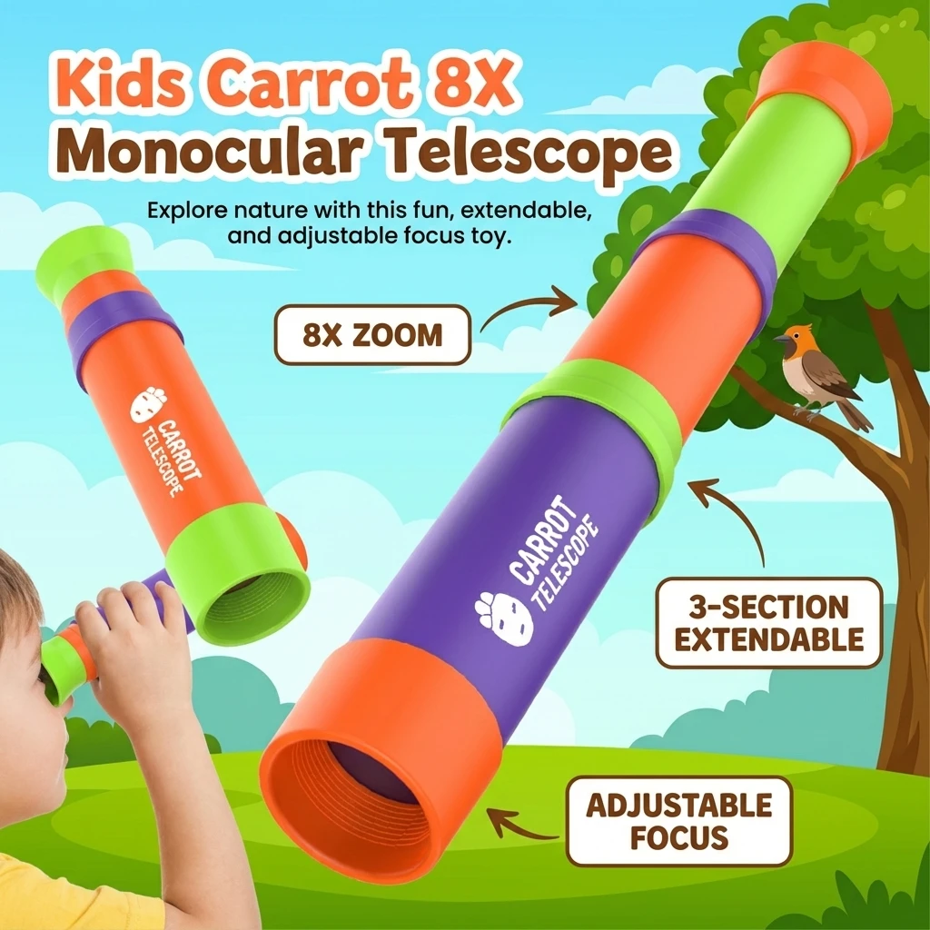 8X Monocular-Telescope For Kids Educational Toy With 3-Section Retractable Design And Adjustable Focus view 2