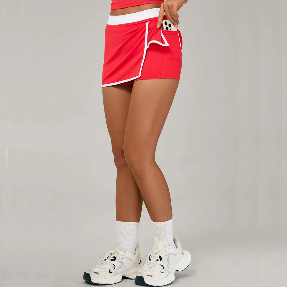 Color Blocking Sports Short Skirt Women's Yoga Short Skirt Tight Fitting Splicing Anti Glare Running Fitness Yoga Tennis Skirt
