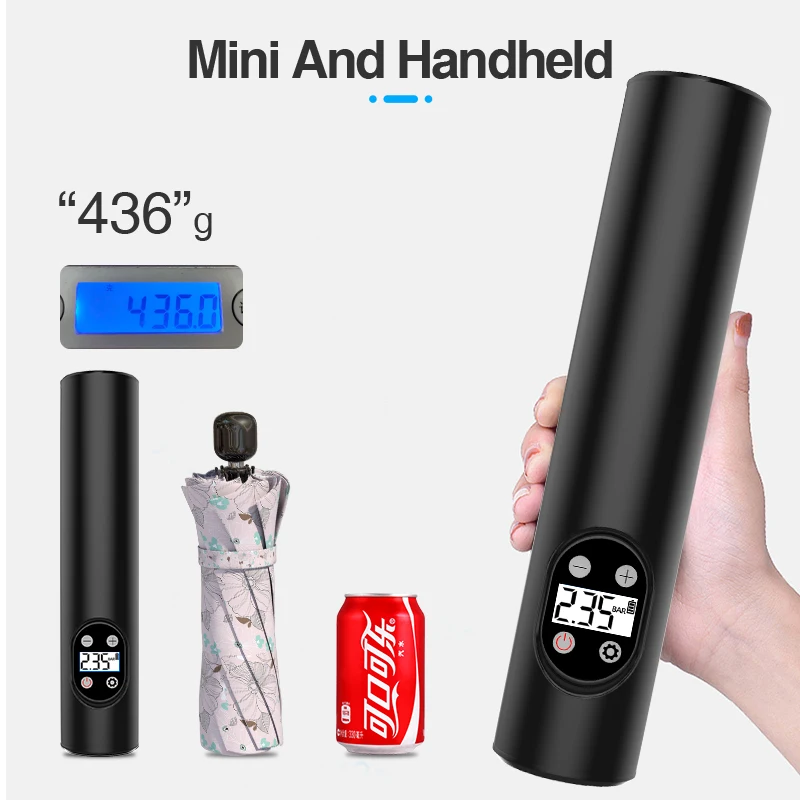 เครื่องอัดอากาศในรถยนต์ E-ACE ปั๊มแบตเตอรี่6000มิลลิแอมป์ต่อ150PSI ไร้สาย/แบบพกพา/มีสายปั๊มลมสำหรับจักรยานบอล Moto