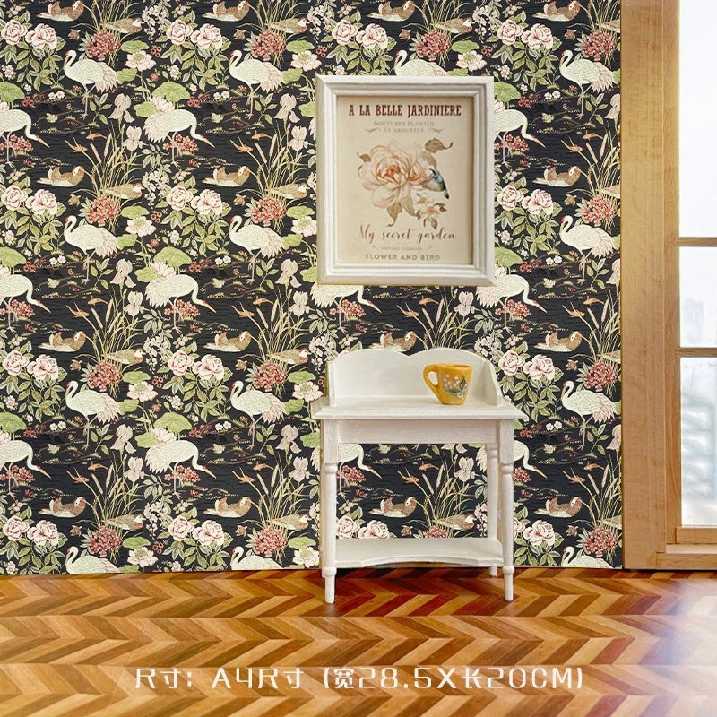 4pcs Dollhouse Wallpaper Sticker Wall Kitchen Living Room Bedroom Floor Stickers Miniature Doll Accessories Colorful Wallpaper view 5