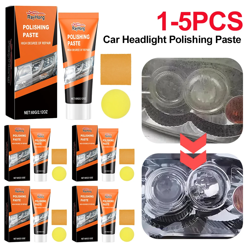 Car Headlight Polishing Paste with Sponge & Towel Scratch Remover Headlamp Restoration Kit Scratch Remove Refurbishing Tools