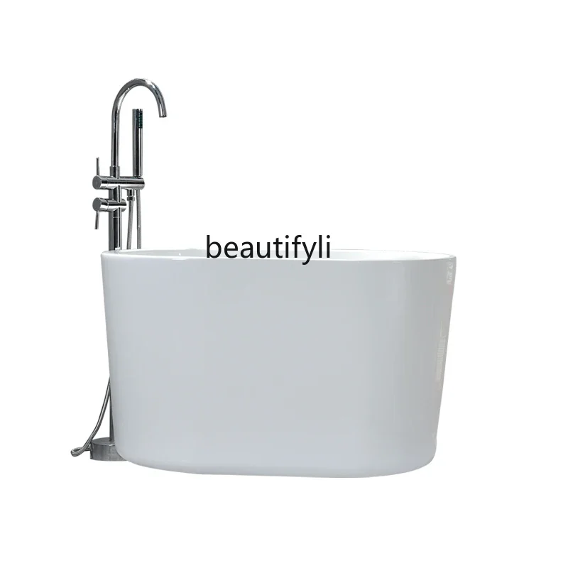 

Acrylic freestanding small bathtub household adult bathroom bath tank curved bathtub