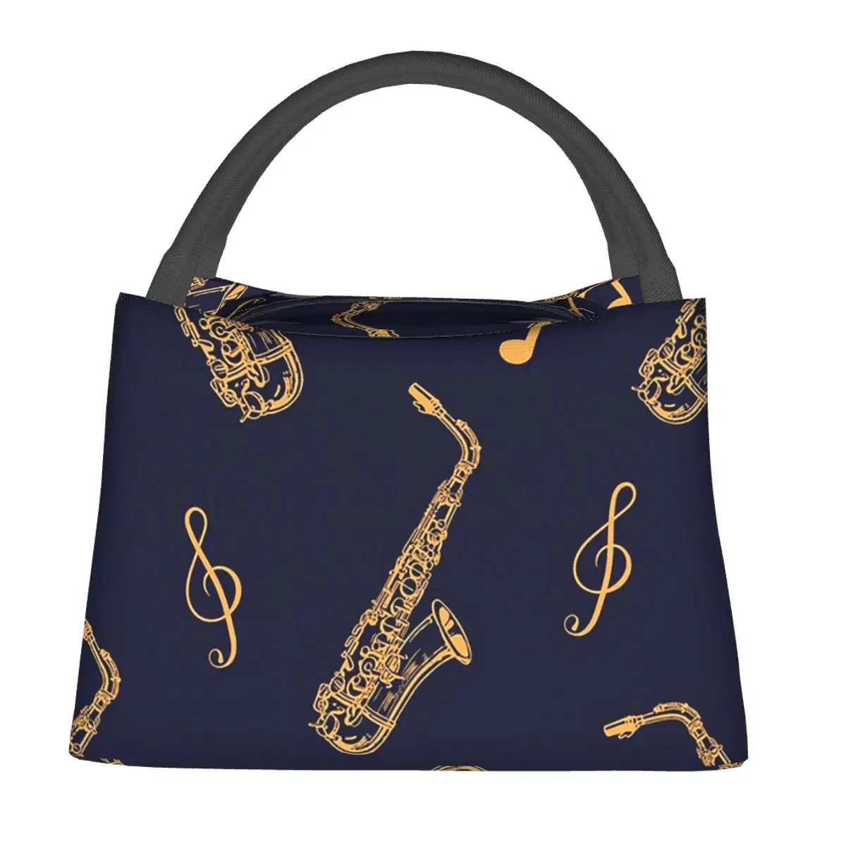 Musical Saxophone Pattern Lunch Bags Insulated Bento Box Waterproof Lunch Tote Picnic Bags Cooler Thermal Bag for Woman Girl