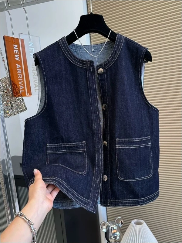 

Мужской джинсовый жилет большого размера (до 300 фунтов) с цветными блоками, стеганый, в японском ретро-стиле, весна-осень, куртка-жилет, верхняя одежда