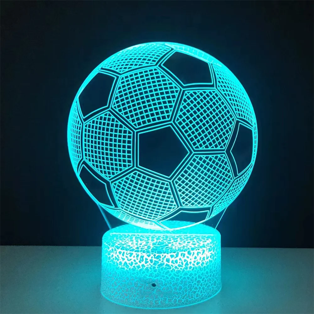 Football 3D Illusion Lamp Night Light with Remote Control 16 Colors With remote control Change Decor Birthday Christmas Gifts