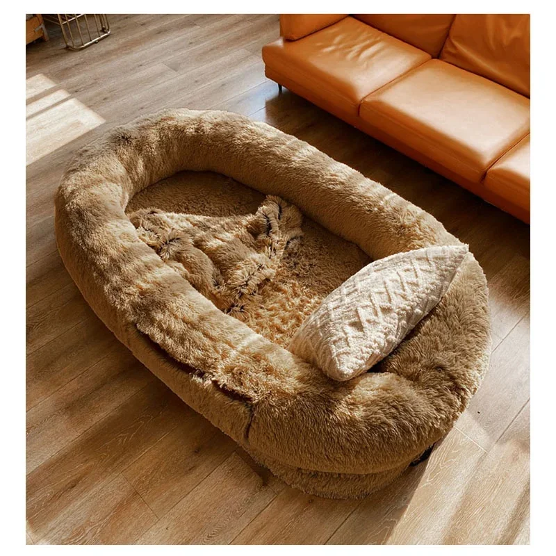 Winter Warm Giant Human Size Faux Fur Pet Dog Sleeping Bed Nest Dropship for Large Dogs