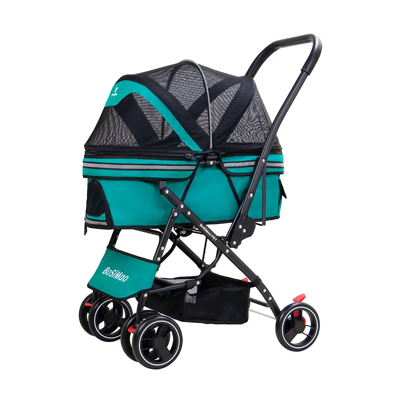 

Luxury Pet Cat Stroller Baby Stroller Newborn Foldable 4 Wheels Shock Absorption Stroller Dog Transporter Carrier