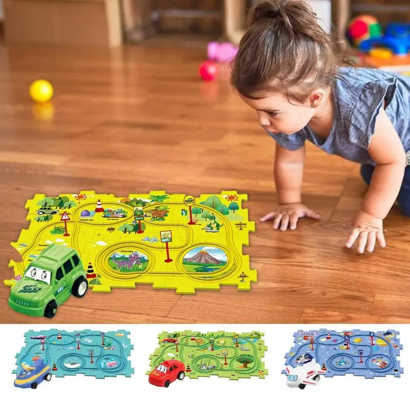 

Children Puzzle Track Car Toy Montessori Logic Board Game Children Rail Car Track Assembling Toy Monetssori Educational Toys