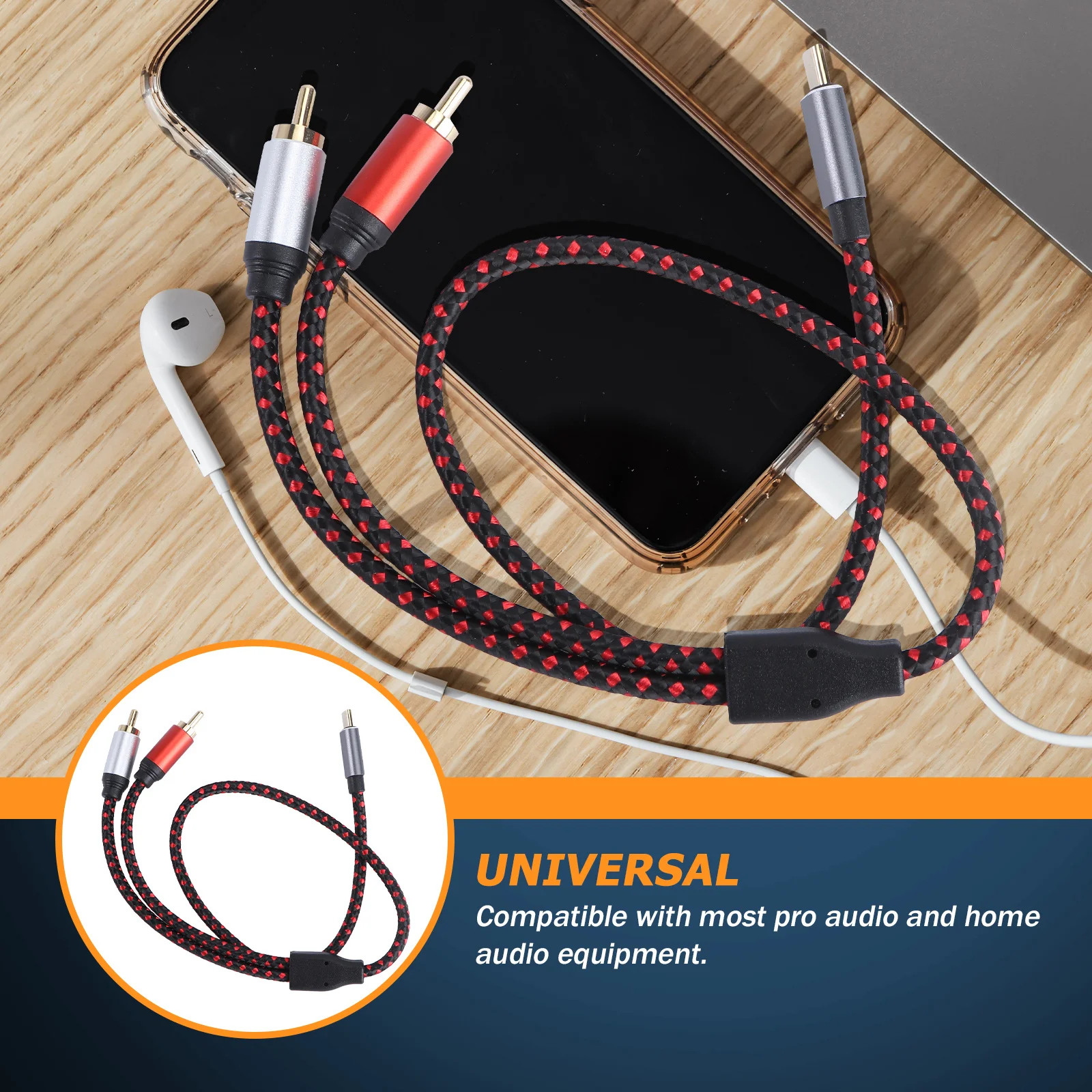 

1Pcs Type C to Male Audio Cable 0.5m Thick Wire Durable Aluminum Alloy Audio and Charging Adapter for Notebook