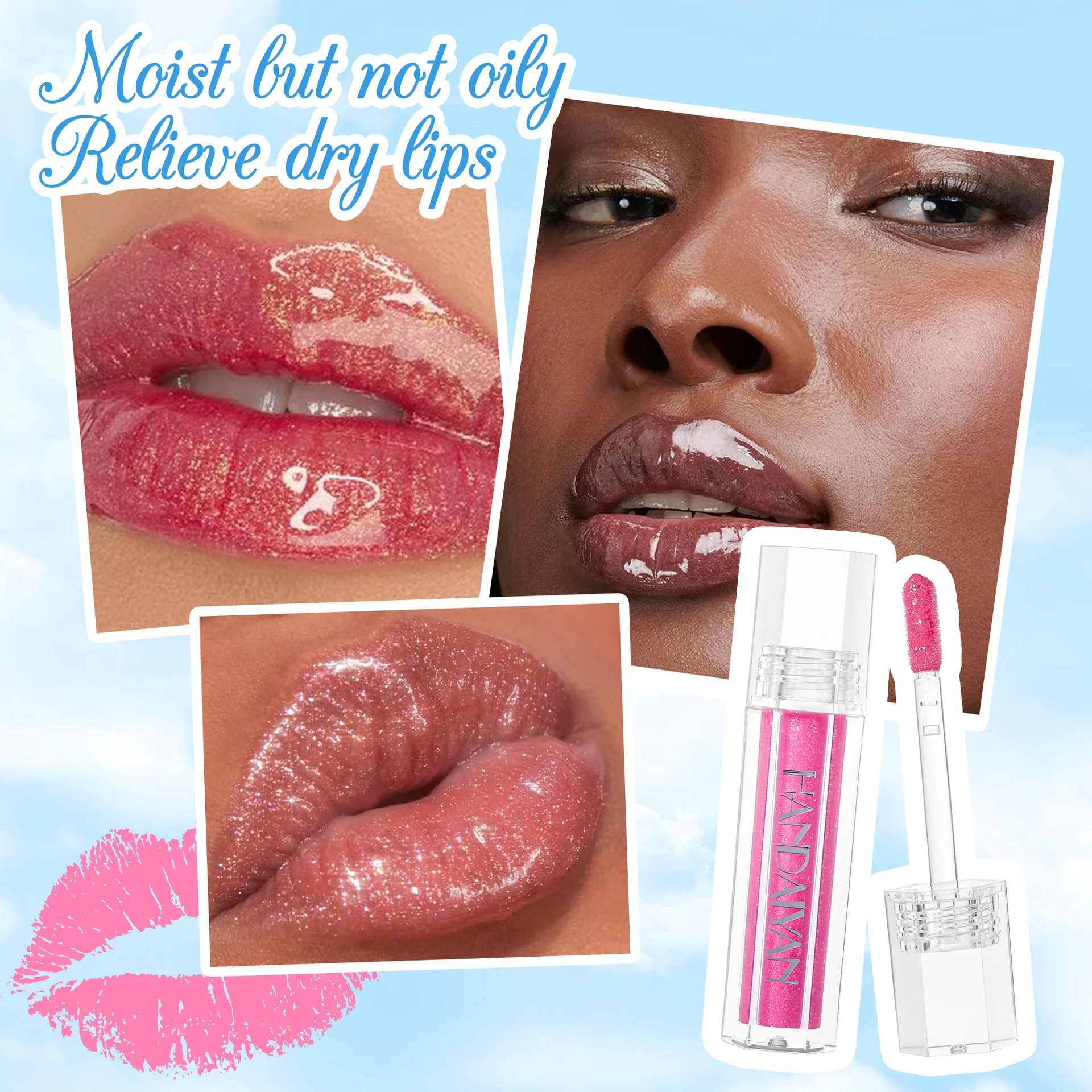 Lucidalabbra luccicante con glitter fini, formula idratante e non appiccicosa, rossetto perlato facile da applicare per labbra scintillanti e succulente