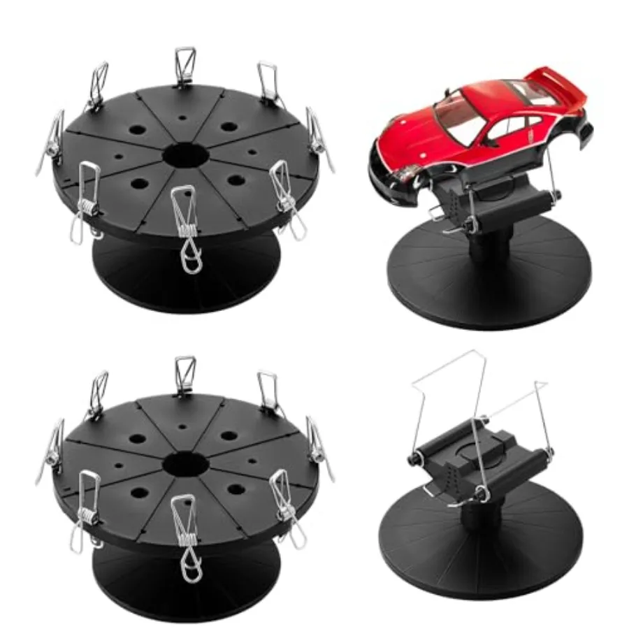 

【Spot goods】2 Sets Spray Work Painting Stands Rotating Model Painting Stand Holders with 8 Pcs Crocodile Clips Plastic Miniatur