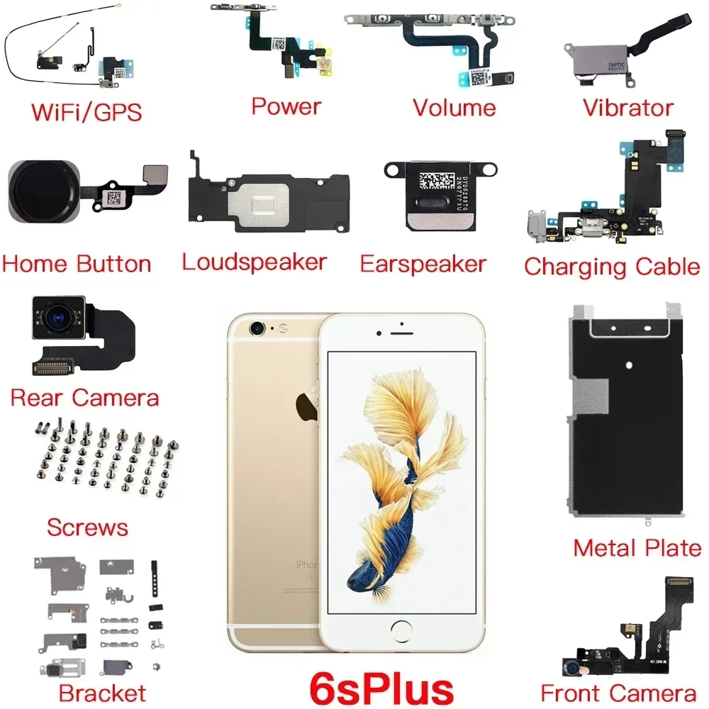 

Inner Parts for IPhone 6s Plus Rear Front Camera Charging Power Volume Flex Cable Loud Speaker Ear Piece Screws Replacement