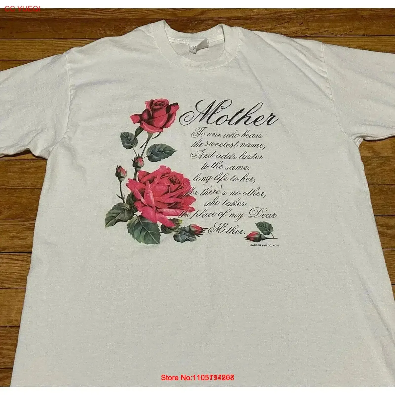 Vtg 90s قصيدة صلاة الأم روز عيد الأم تي شيرت حجم L خمر غسلها عادية أوم لينة الرسم خمر غسلها الموضة