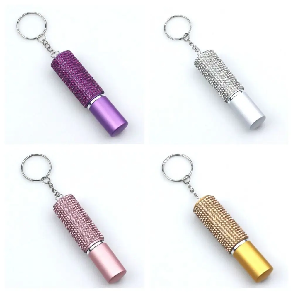 1Pc 10ml Crystal Shiny Rhinestone Empty Perfume Bottle Spray Liquid Holder With Keychain Bag Pendant
