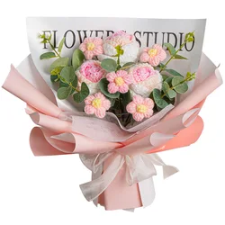 Creative rose handmade woven yarn bouquet for girls as Valentine's Day gift, simulated dried flowers