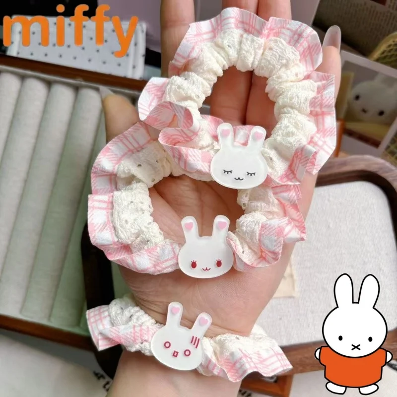 New Miffy Rabbit Cute and Sweet Creative Cartoon Pattern Hair Tie for Girls, Simple Fashionable Versatile High Elastic Hair Band