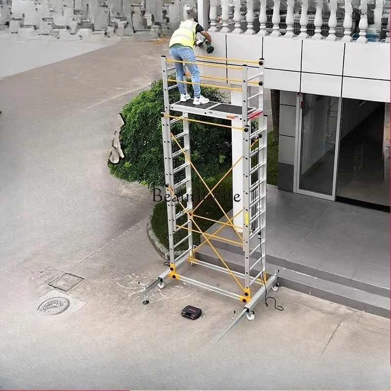PJ13Aluminum alloy telescopic scaffolding lift folding mobile climbing ladder aerial work platform cloud ladder ladder