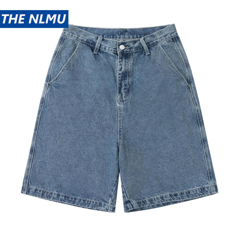 

Men's Blue Denim Shorts 2023 Summer Casual Loose Baggy Jeans Shorts Harajuku Streetwear Hip Hop Short Pants Solid Color
