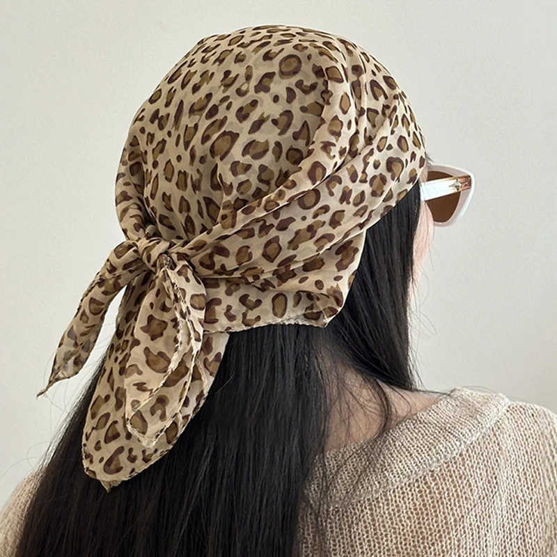 

Женский модный головной платок с леопардовым принтом в стиле ретро, головной платок в стиле хип-хоп, уличный панк
