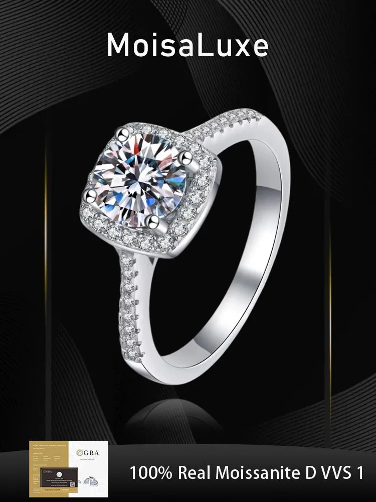 

MoisaLuxe Official Store GRA Moissanite Plata Sterling 925 Silver Moissanite Four Claw Inlay Birthday Gift Fine Jewelry