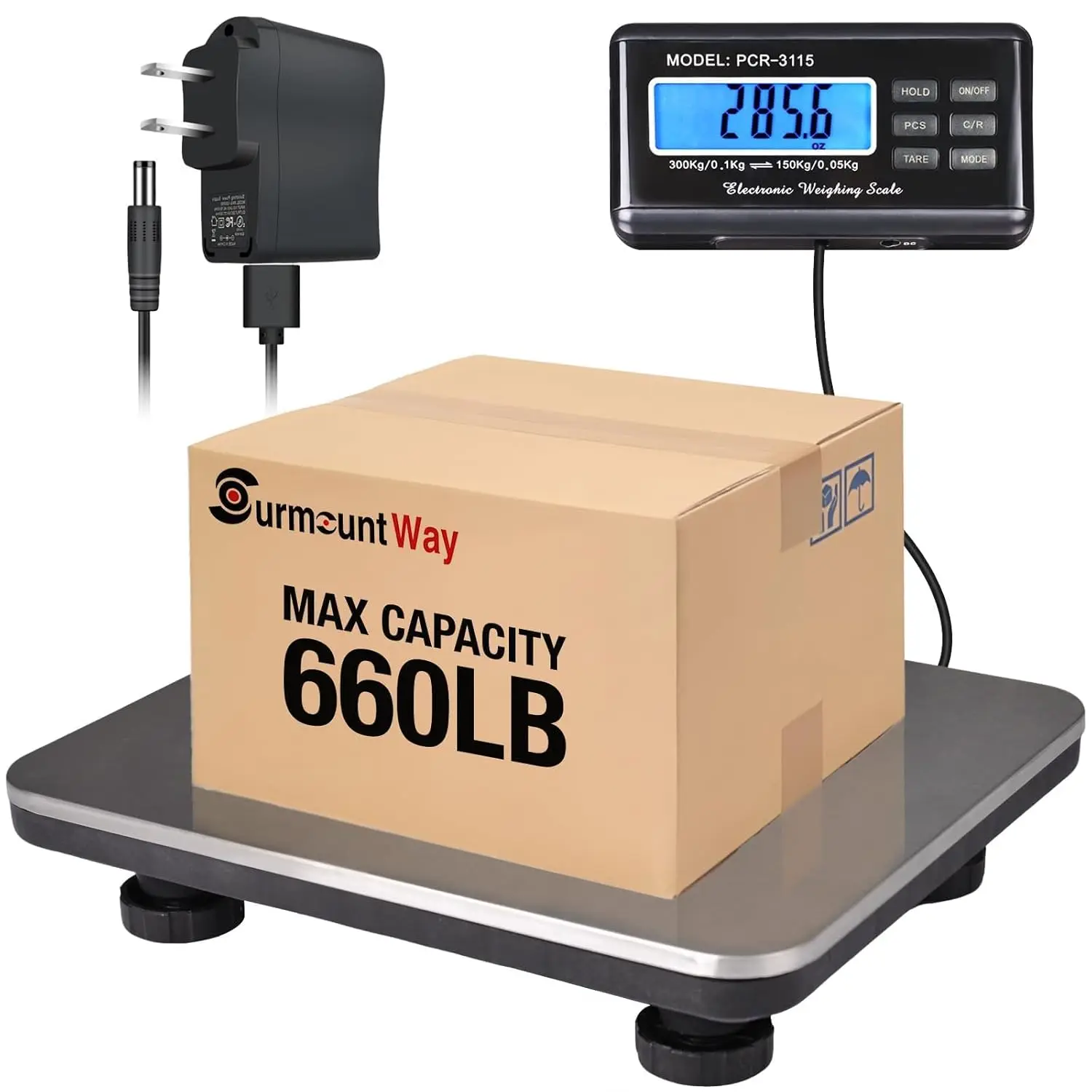 

Heavy Duty Digital Platform Scale 660lbs Portable Stainless Steel Industrial Floor Scale for Shipping