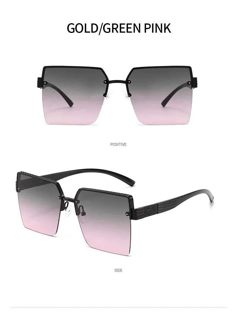 Neue Halbrahmen-Quadrat-UV-Schutz-modische Sonnenbrille Unisex Street Style Vielseitige Sonnenbrille 1205 – Detail 15