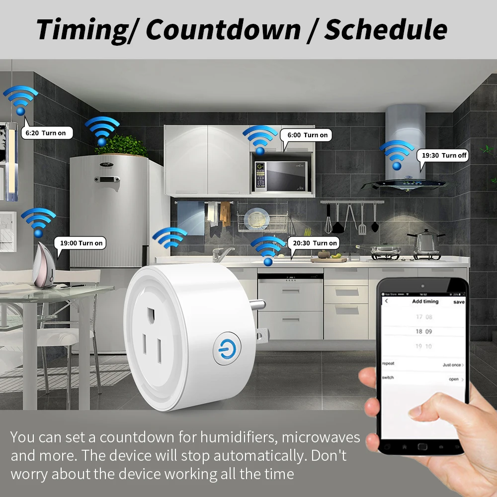 US WiFi Smart Plug Smart Outlet with Timer And Scene Linkage Voice Control Compatible with Alexa And Google Home, CozyLife APP
