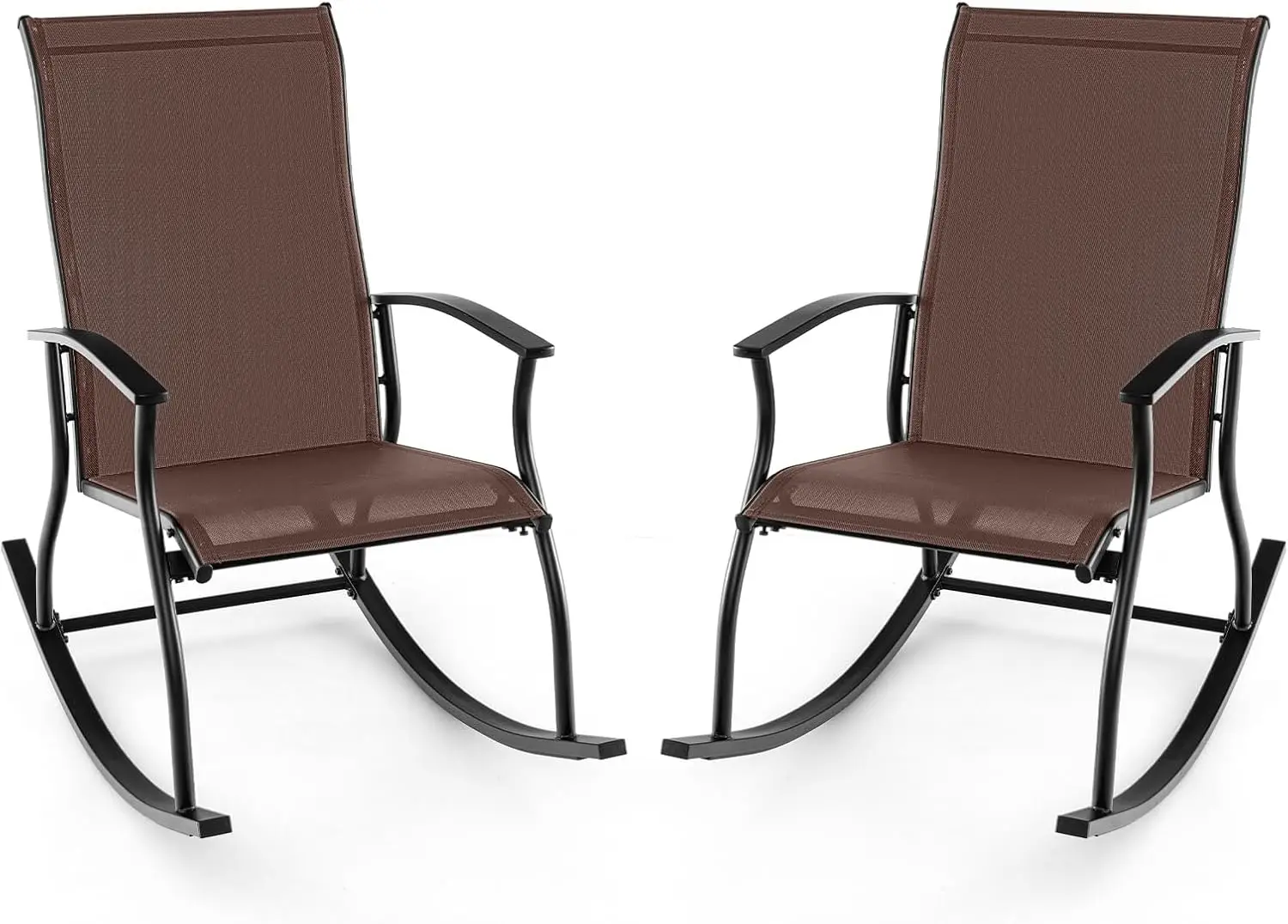

Набор 2-х кресел-качалок для улицы — кресел-качалки для патио с дышащей спинкой, прочным металлическим каркасом и безопасным эргономичным дизайном,