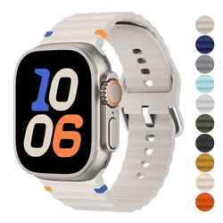 Silicone Strap for Apple Watch Ultra Band 49mm 46mm 45mm 42mm 44mm 40mm 41mm Correa Bracelet Belt IWatch Series 10 9 8 6 7 5 SE
