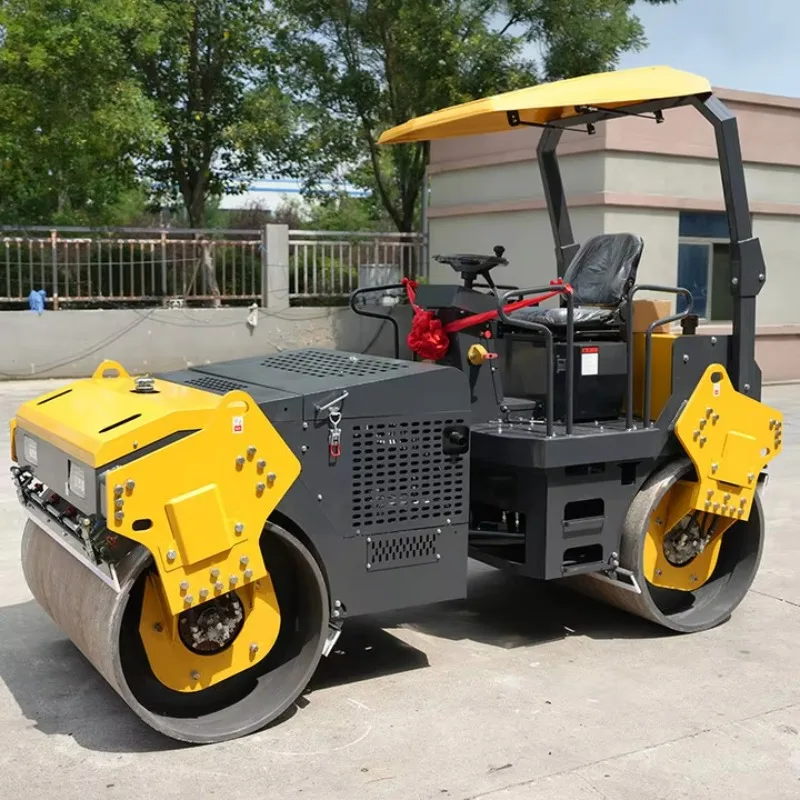 Walk Behind 1.2Ton Road Roller Electric Double Drum Asphalt Vibratory Compactor Mini for Landscaping Paving