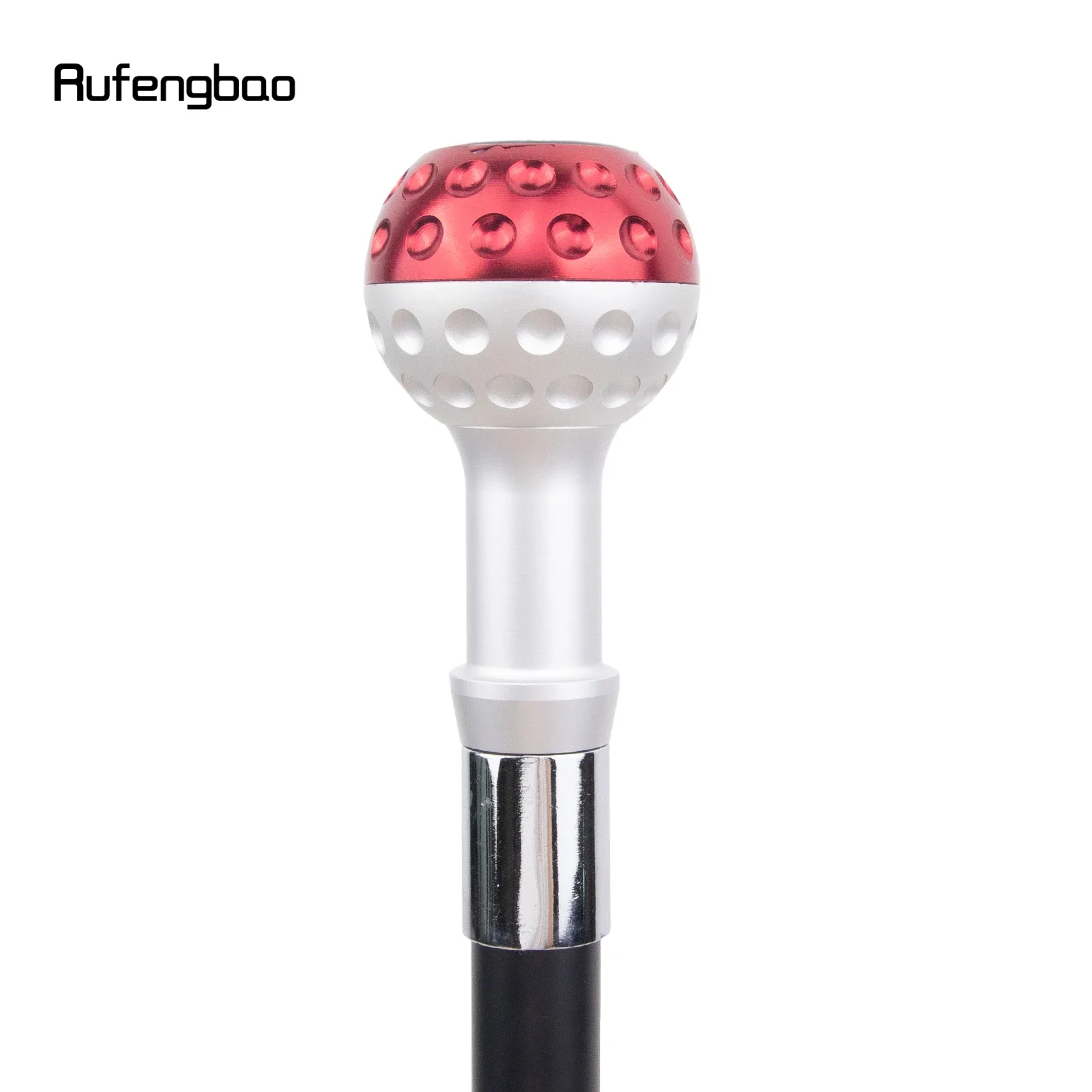 Bastone da passeggio rosso nero con sfera in argento Bastone da passeggio decorativo alla moda Gentiluomo Elegante bastone cosplay Crosier 94 cm