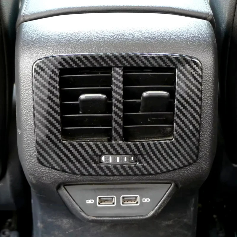 For VW T-Roc 2018-2023 Carbon Fiber Car Rear AC Air Vent Outlet Panel Trim Cover Accessories image 2