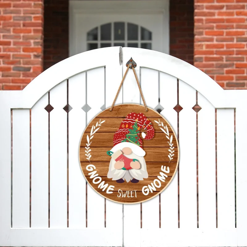 Happy Christmas, Dwarf Welcome Sign, Wreath Wall Hanging Outdoor Home Decoration, Hanging 30X30CM