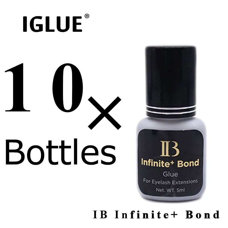 

10 Bottles IB Infinite + Bond Glue Korea False Eyelash Extensions 1second Dry Retention 6-7 Weeks Original 5ml Strong Adhesive