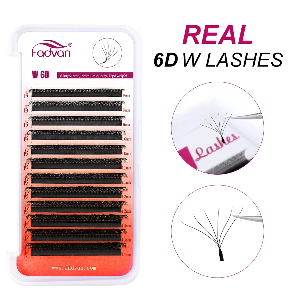 FADVAN New 6D - W Shaped Eyelash Extensions 0.07 C/D/L 8-15 mm Soft Natural Professional Lash