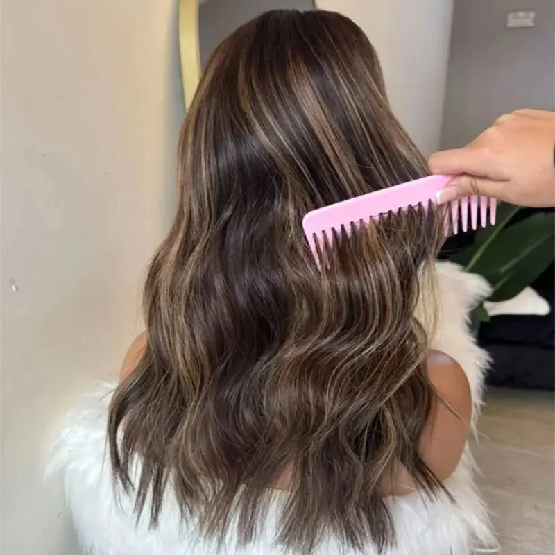 

High Density Women's Wig 13x4 Ombre Brunette Brown Balayage Luxury Synthetic HD Lace Front Wig Natural Preplucked Hairline Party